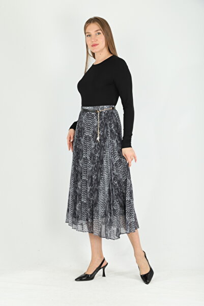 Dedoçe Kemerli Şifon Piliseli Etek ve Üst Takım