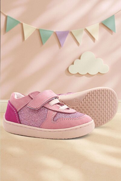 Rakerplus Bob Genuine Leather Pink Glitter Barefoot Velcro Elastic Baby Sneaker Shoes