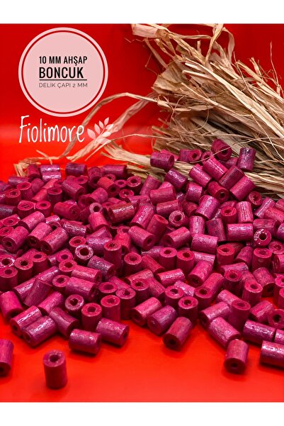 Fiolimore 10 mm fuksija roze rezane drvene perle (50 grama, 190 komada) prečn...