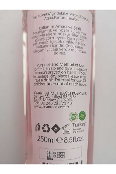 Clean Rose Gül Kolonyası 250ml