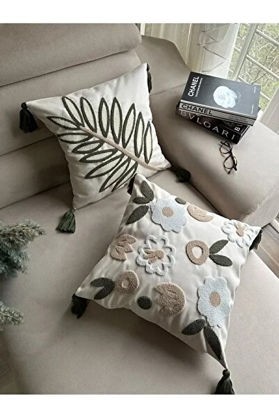 e-Bizz Store Yeşil 2li Punch Kırlent Kılıfı