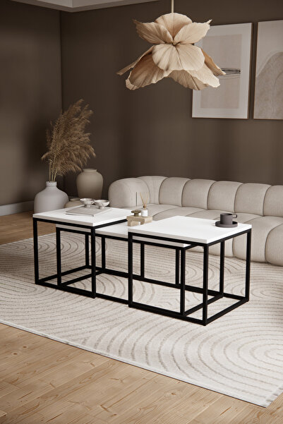 Phobia Harmony Metal Orta Sehpa Dikdörtgen Zigon Seti 913