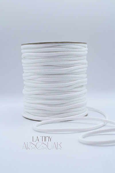 LA TINY AKSESUAR Beyaz 3mm Kore ip, Kalın İp -Hobi, Kolye- Bileklik Takı Yapı...
