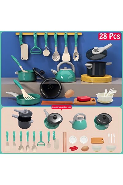 Choice مجموعة ألعاب مطبخ ملونة مكونة من 28 قطعة مع ألعاب تقطيع الفاكهة والخضروات وأدوات الطبخ واللعب التظاهري