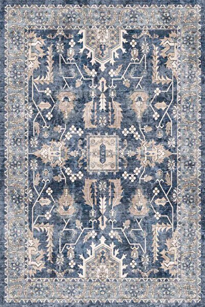 kilim home Mars Halı Osmanlı Eskitme Desenli Mavi Zeminli Salon Halısı mars2259
