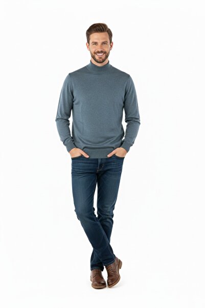 Oppland Мъжки казак с рибарска яка, вълнен стил, плетен, класически модел, пълна кройка