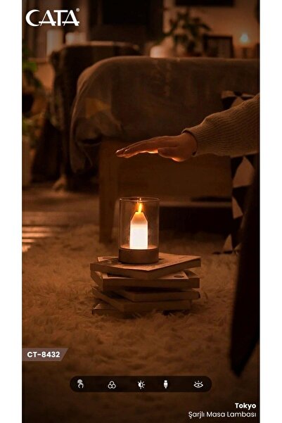 Cata -CT-8432-TOKYO ŞARJLI-DİMLİ 3 IŞIK RENKLİ MASA LAMBASI