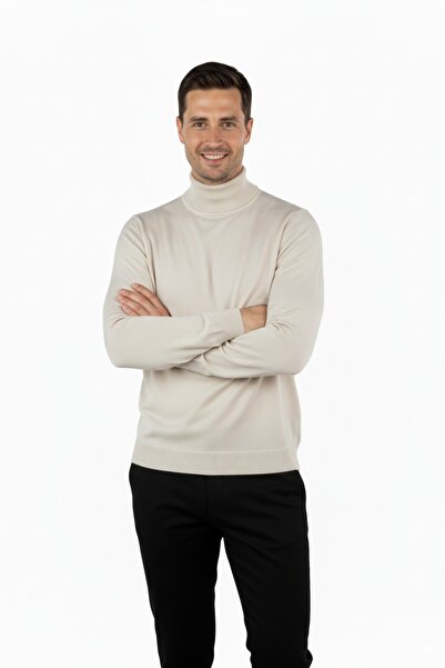 Oppland Чоловічий казах з рибальським коміром, вовняний, тканий, класична модель, повний крій