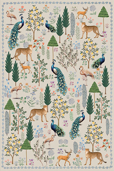 kilim home Floral Bej Tonlarında Pastel Botanik Tema Dokuma Taban Salon Halıs...