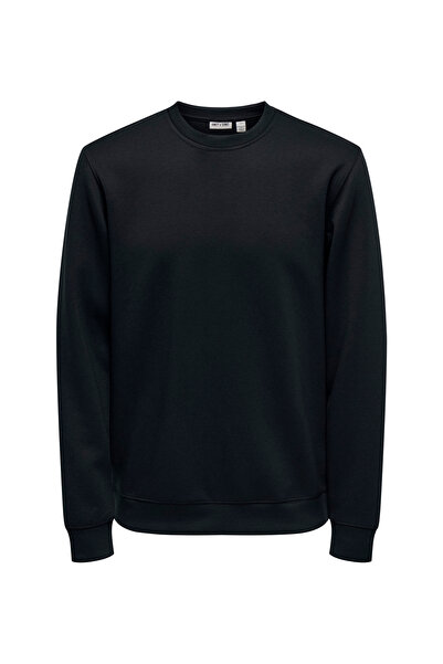 Only & Sons O Yaka Siyah Erkek Sweatshırt ONSLUCA LIFE REG LS CREW SWEAT
