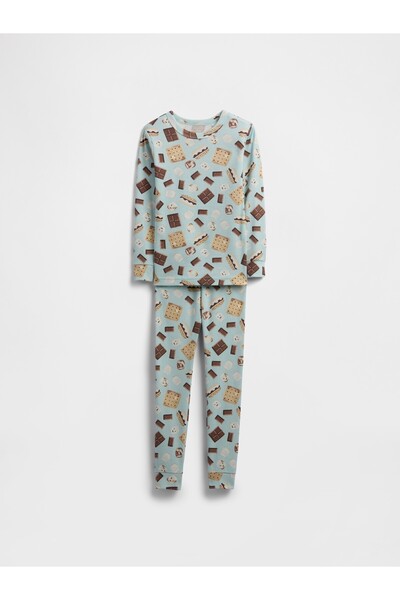 GAP Bebek Açık Gri Grafik Baskılı Pijama Takımı