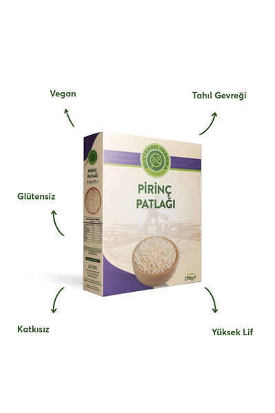 GLUTENSİZ FABRİKA Pirinç Patlağı Sade 250 G (GLÜTENSİZ & VEGAN)