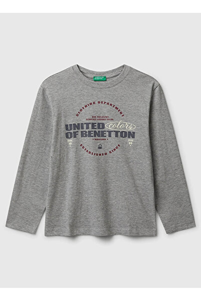 Benetton με τύπωμα Γκρι μελανζέ μπλουζάκι για αγόρια 3I1XC10Q3