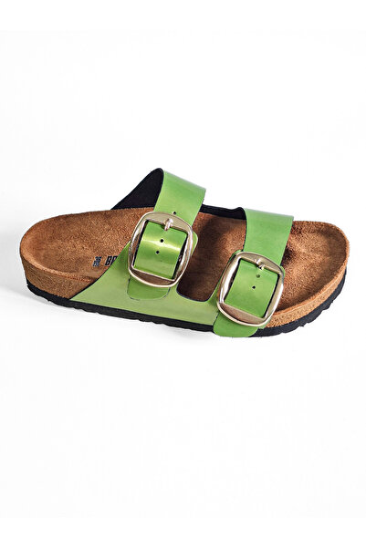 Bequemere Orthopedic Sole Double Buckle Leather Women's Slippers