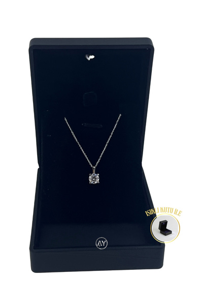 AY MÜCEVHER 14 Ayar Beyaz Altın Tektaş Kolye – 1.90 Gr | Zarif Altın Kolye & ...