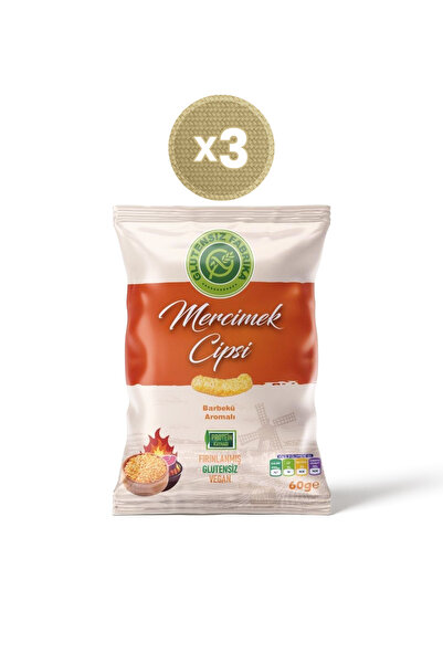 GLUTENSİZ FABRİKA Barbekü Soslu Mercimek Cipsi 60 G X 3 Paket (GLÜTENSİZ & VEGAN)