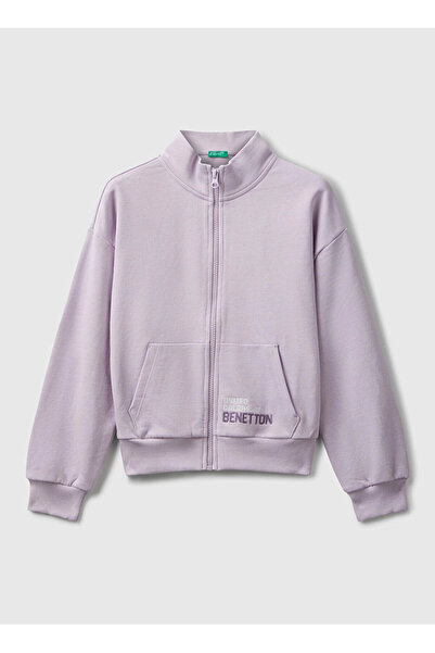 Benetton Hanorac brodat pentru fetiță, liliac 3J68C505D