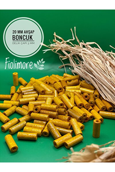 Fiolimore 20 mm žute rezane drvene perle (50 grama, 120 komada) prečnik rupe ...