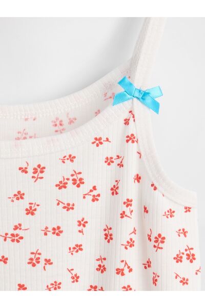 GAP Kız Çocuk Çiçek Desenli Çocuk Geri Dönüştürülmüş Fitilli Pijama Tank Üstü