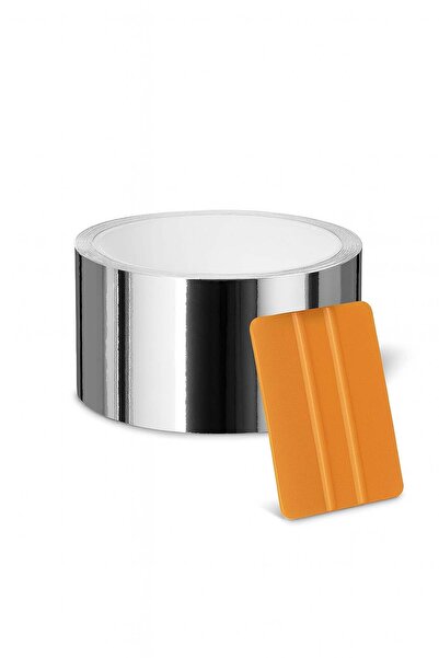 ÖzgürceSeç Krom Nikelaj Bant Yapışkanlı Araç Çıta Direk Kaplama Folyosu - 3 Cm X 3 Metre - Ragle Hediye