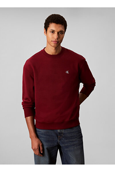 Calvin Klein Erkek Regular Fit Pamuklu Bisiklet Yaka Uzun Kollu Kırmızı Sweatshirt LV04RC296G-WCV