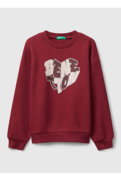 Benetton Baskılı Kız Çocuk Mor - Mavi Sweatshırt 3J68C10Q0
