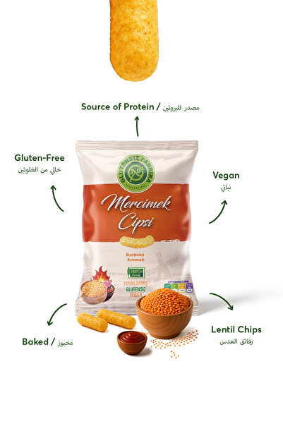 GLUTENSİZ FABRİKA Barbekü Soslu Mercimek Cipsi 60 G X 3 Paket (GLÜTENSİZ & VEGAN)