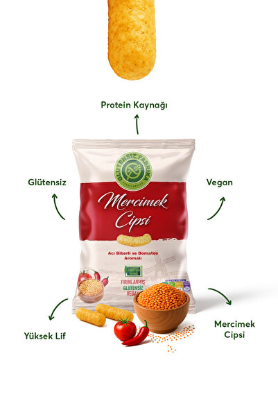 GLUTENSİZ FABRİKA Acı Biberli Ve Domates Aromalı Mercimek Cipsi 60 G X 3 Paket (GLÜTENSİZ & VEGAN)