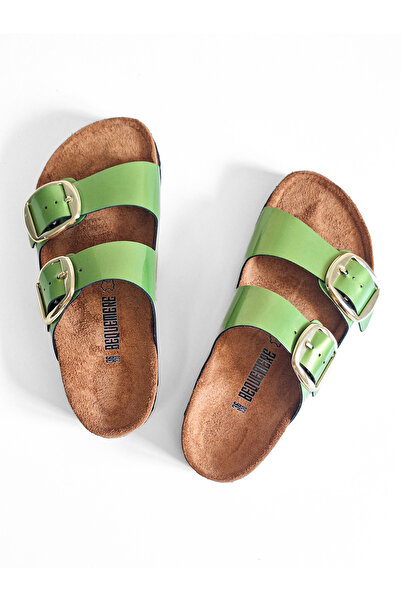 Bequemere Orthopedic Sole Double Buckle Leather Women's Slippers