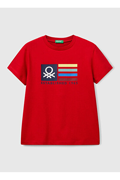 Benetton με τύπωμα Κόκκινο μπλουζάκι για αγόρι 3I1XC10Q4