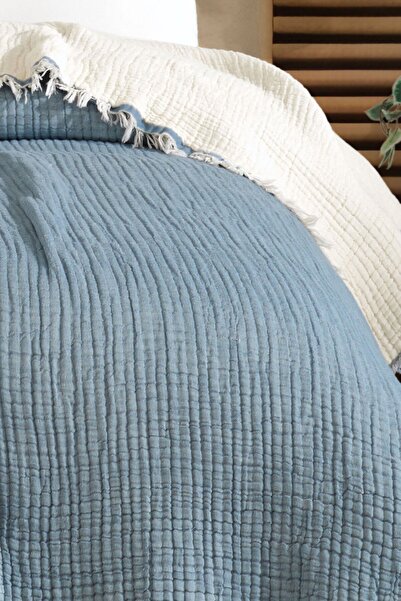 VAROL Tek Kişilik 5 Katlı %100 Pamuk Müslin Yatak Örtüsü