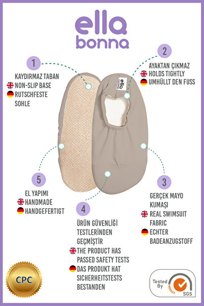 Ella Bonna Unisex Baby and Kids Sea Shoes, Pool Booties, Stone Color