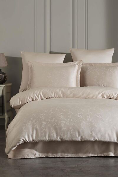 VAROL Σετ Παπλωματοθήκη Liyosel Jacquard Διπλό - Eva Cappuccino