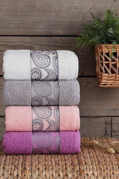 Acacia Set of 4 Embroidered Shawl Towels 50X90 cm
