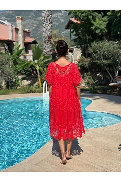 Punta Otantik Ncc10337 Italian Silk Dress Red