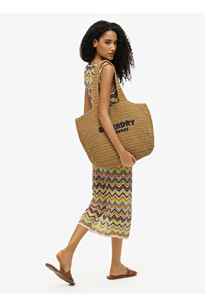 SUPERDRY Halter Yaka Sarı Uzun Kadın Elbise W8011848A