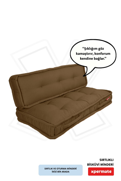 XPERMATE Bisküvi Yer Minderi Petek Önü Palet Üstü Minderi Bank Ve Bahçe Minderi 60x120x14 Cm Kahverengi