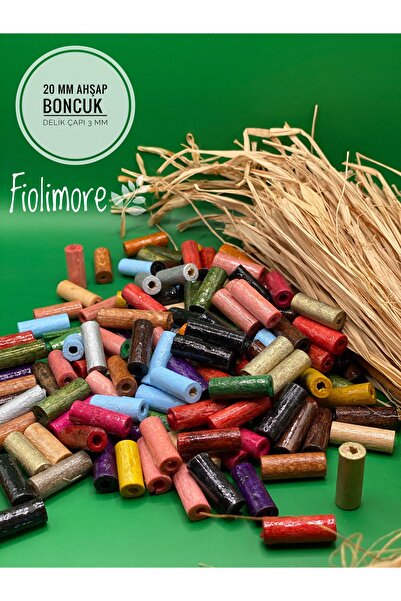 Fiolimore 20 mm mešovite boje sečene drvene perle (50 grama, 120 komada) preč...