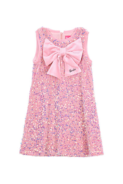 Barbie Pullu Gül Kurusu Kız Çocuk Abiye Elbise BRB5WG-ELB6660