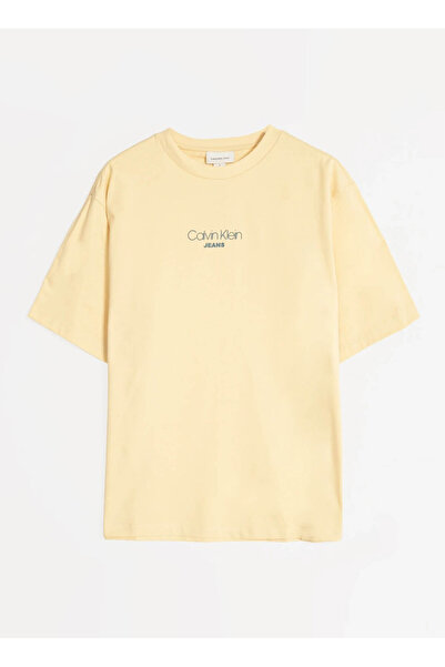 Calvin Klein Jeans Bisiklet Yaka Baskılı Sarı Erkek T-Shirt LV04RC851GRM9 SS 16S RLXD FIT CKJ G