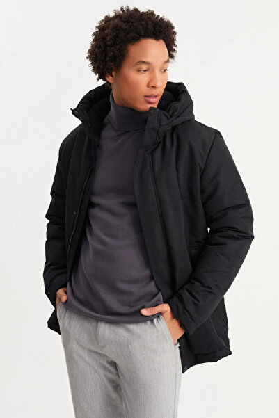 D1fference Ανδρικά Αθλητικά Χειμερινά Αθλητικά Παλτό & Παλτό & Parka, Μαύρα με κουκούλα
