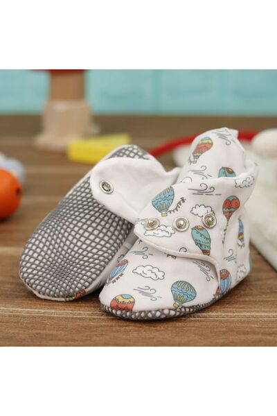 Ella Bonna Non-Slip Sole Baby and Toddler Slippers, Organic Cotton Home and Nursery Booties - Cappadocia