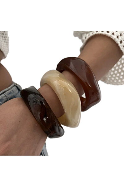 İnci Mercan Bujiteri Renkli Kemik Bileklik - Kemik Bilezik - Kalın 3LÜ