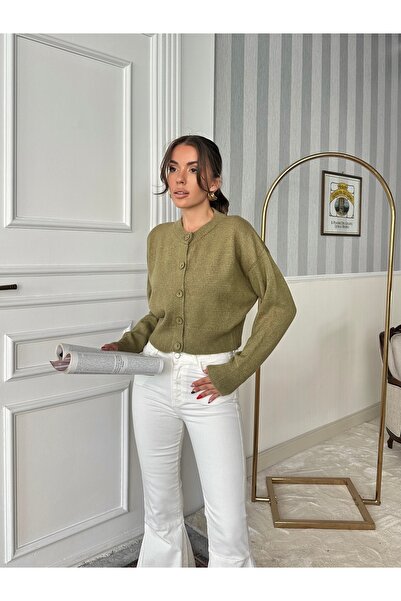 lioracoo Kadın Yumuşak Dokulu Düğmeli Triko Hırka