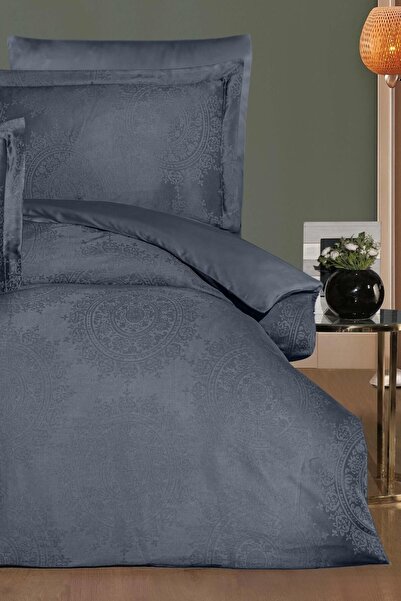 VAROL Liyosel Jacquard Duvet Cover Set Double - Nothingham Anthracite