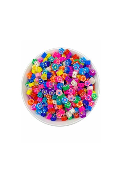 50 Pcs Polymer Clay Fimo Mixed Color Flower Figure Beads, Dough Beads . Jewelry Making Material