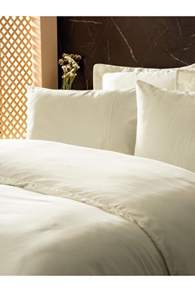 Cotton Box Silky Satin Double Duvet Set Ecru