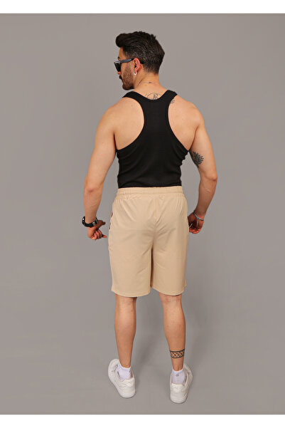 EydaMoon Чоловічі бежеві баггі шорти з парашутного матеріалу, що швидко сохнуть