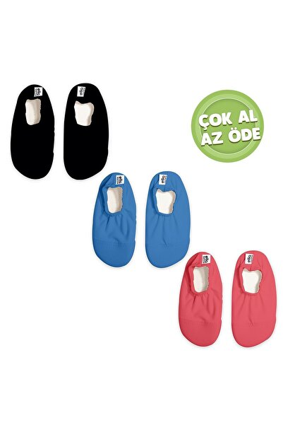 Ella Bonna Unisex Children's Shoes - Non-Slip Sole, Sea and Pool, Economical Set of 3, Black-Blue-Pink