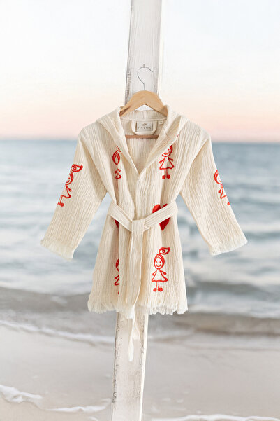 VAROL 100% Organic, Handcrafted Stone Print Children's Bathrobe - Baby